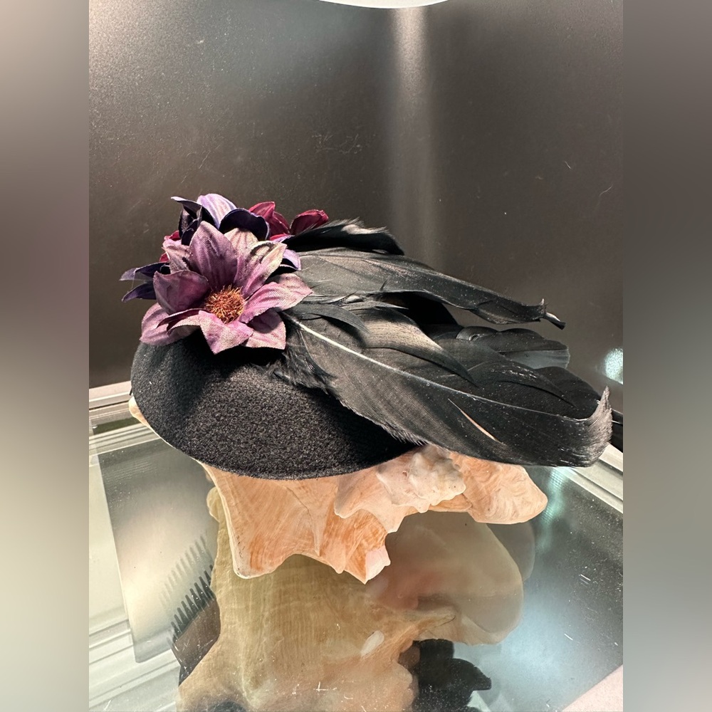 DARK PURPLE AND BLACK  FASCINATOR hat / hair  Accessories - Picture 2 of 14